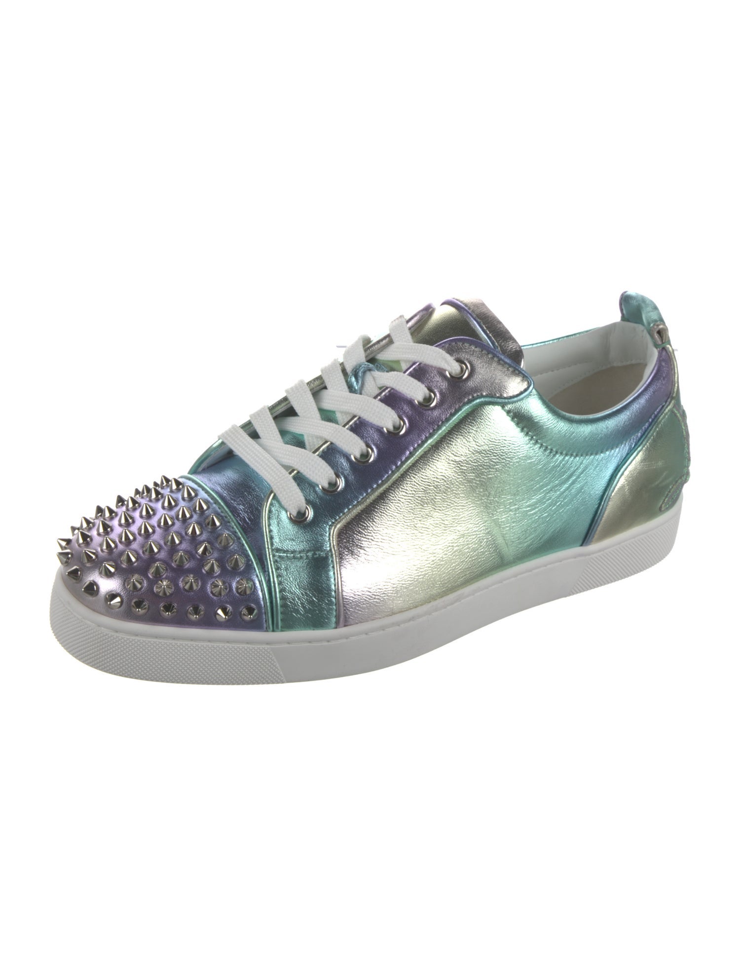 Christian Louboutin Patent Leather Studded Accents Sneakers
