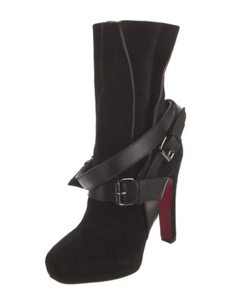 Christian Louboutin Suede Leather Trim Embellishment Boots