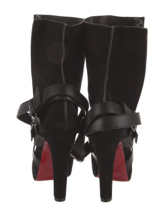 Christian Louboutin Suede Leather Trim Embellishment Boots
