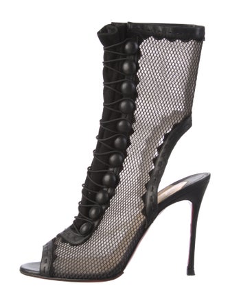 Christian Louboutin Mesh Lace-Up Boots