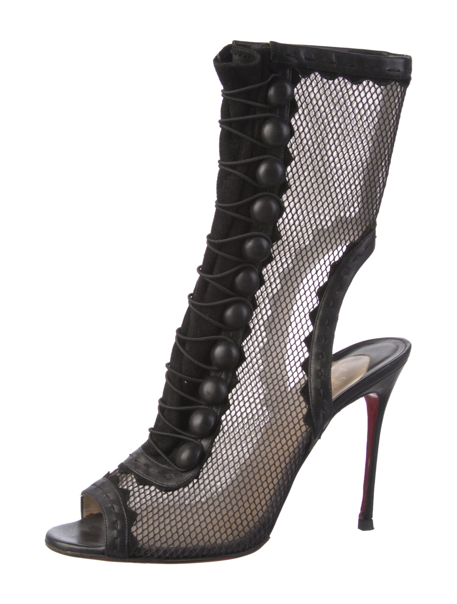 Christian Louboutin Mesh Lace-Up Boots