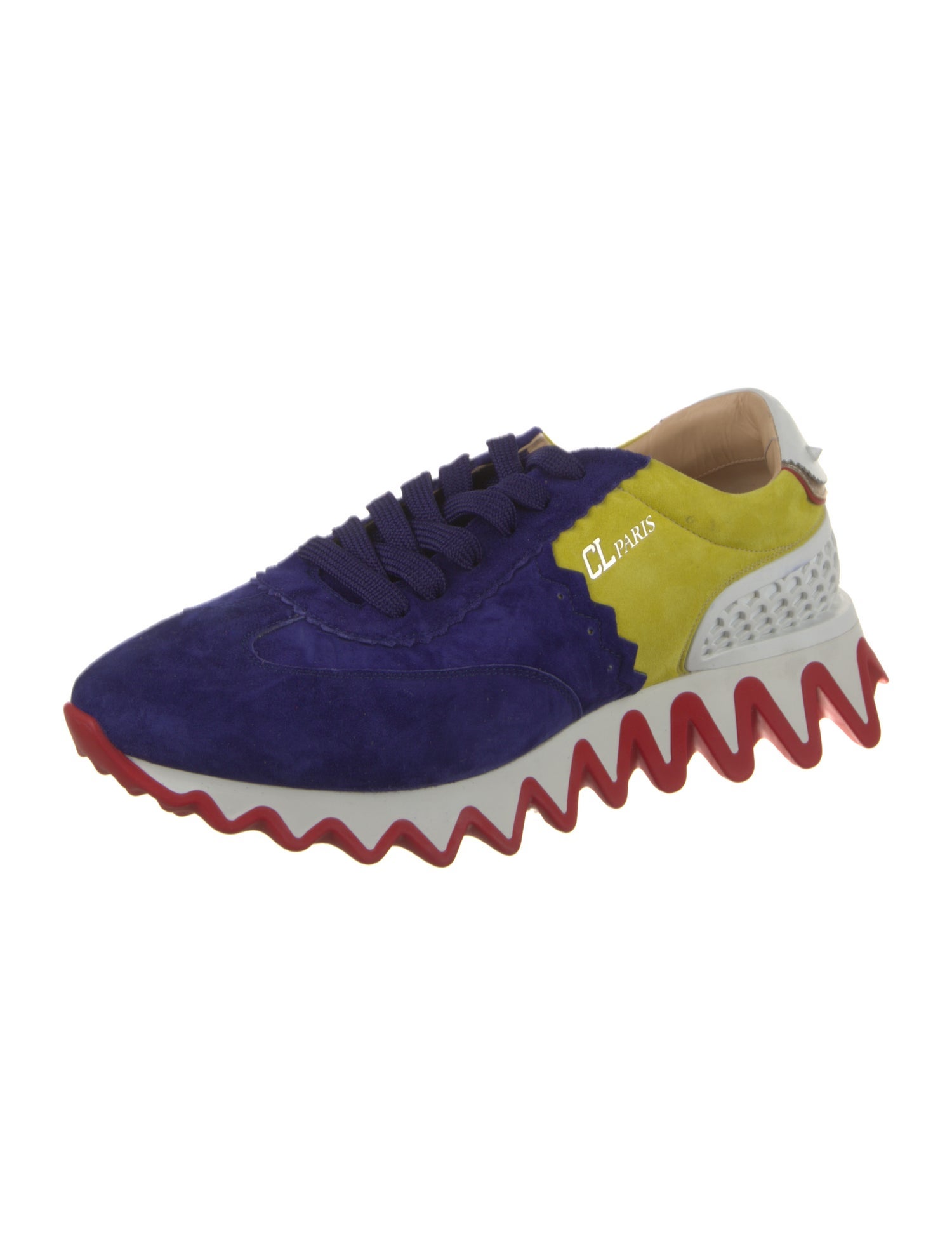 Christian Louboutin Suede Colorblock Pattern Sneakers