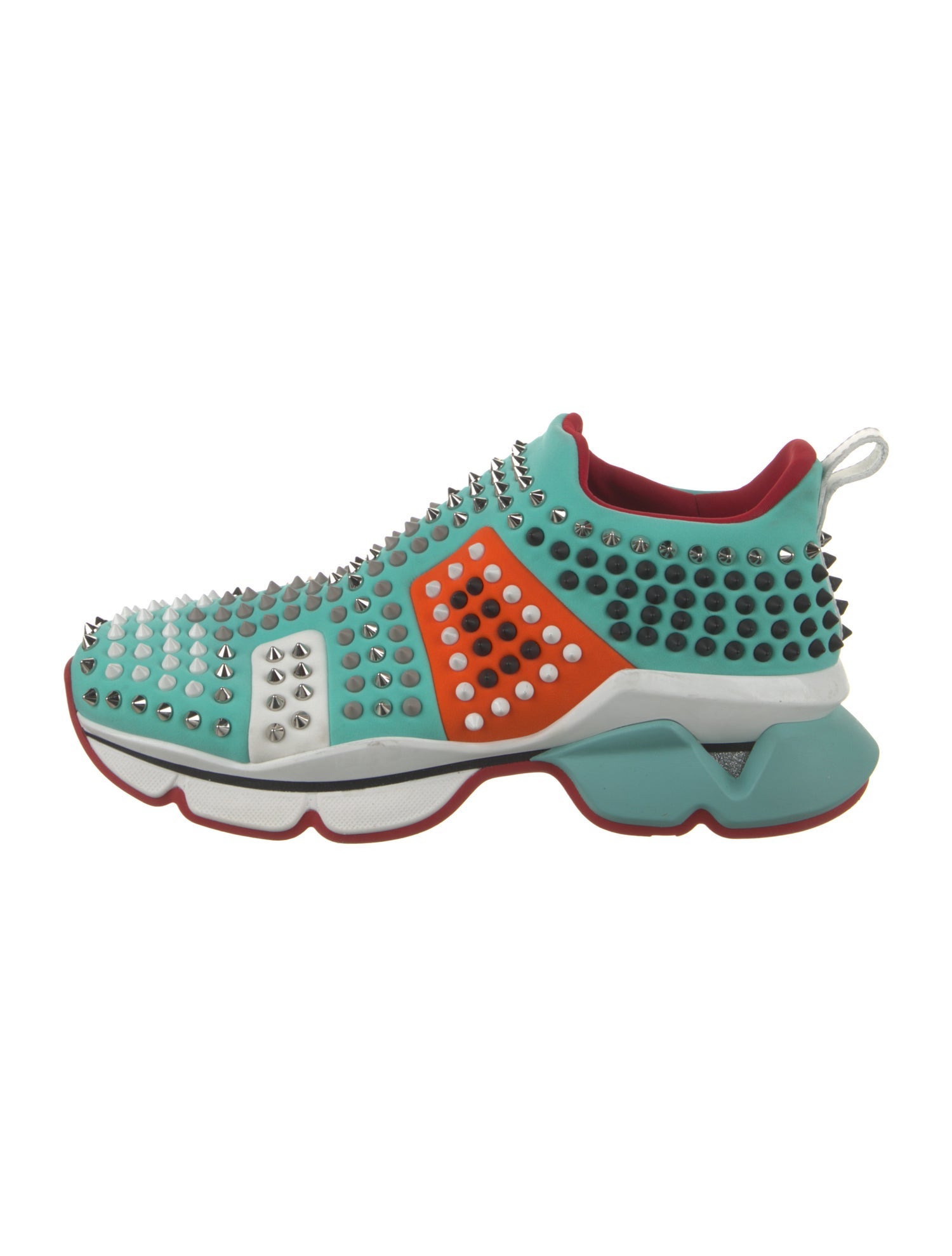 Christian Louboutin Colorblock Pattern Studded Accents Athletic Sneakers