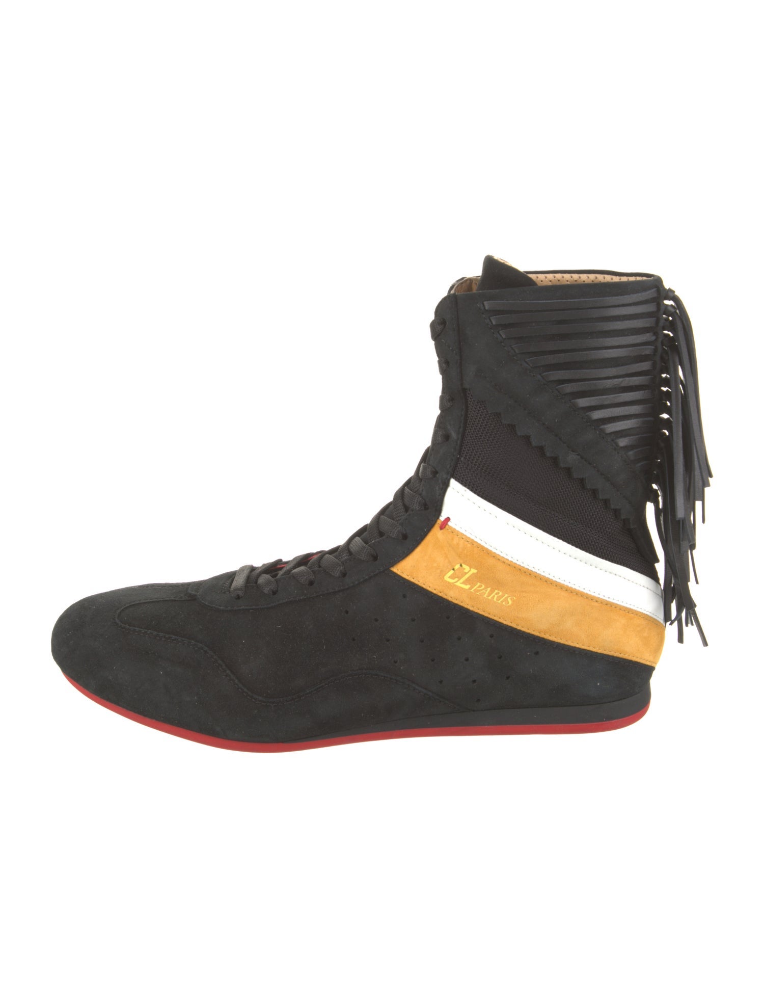 Christian Louboutin Suede Colorblock Pattern Sneakers