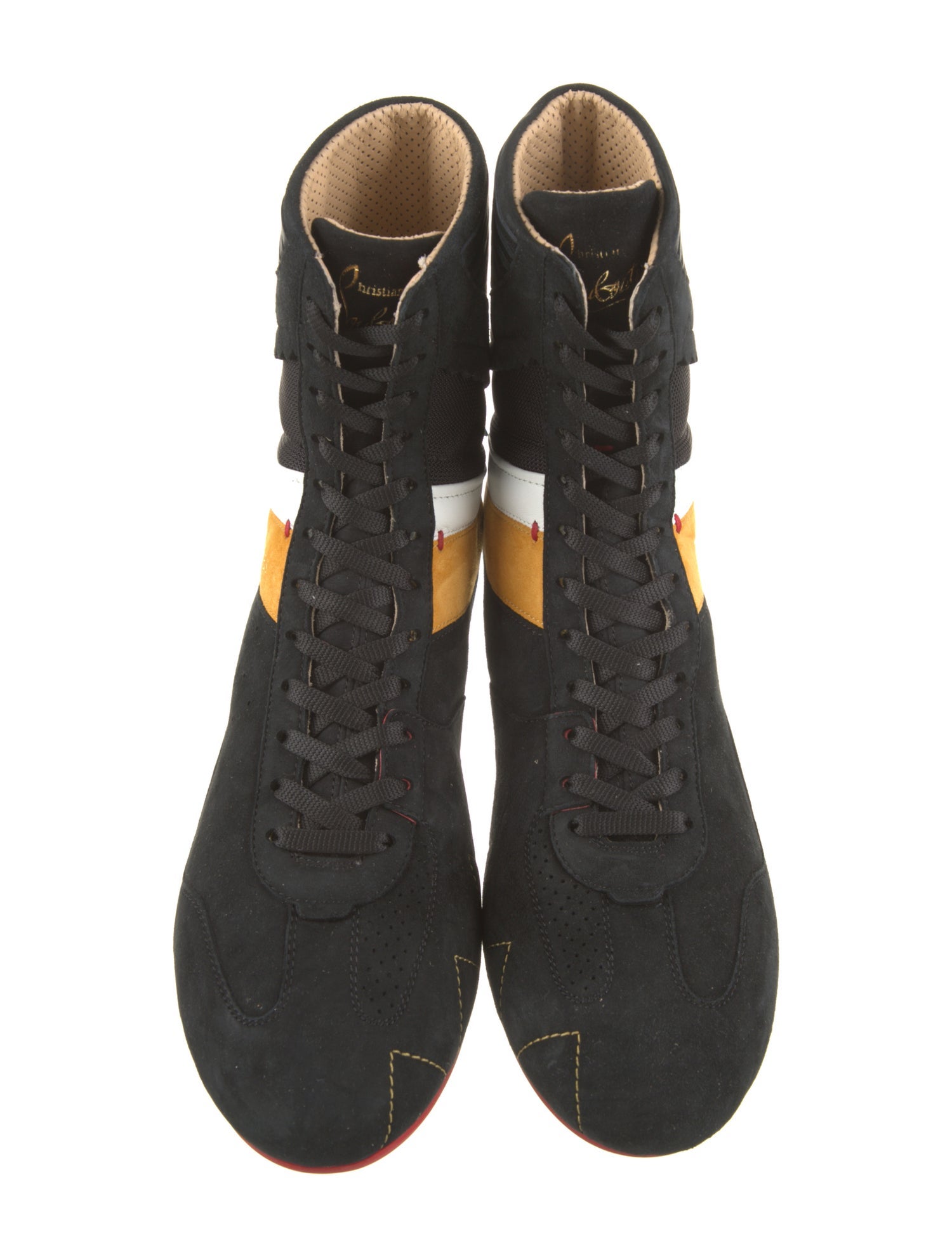 Christian Louboutin Suede Colorblock Pattern Sneakers