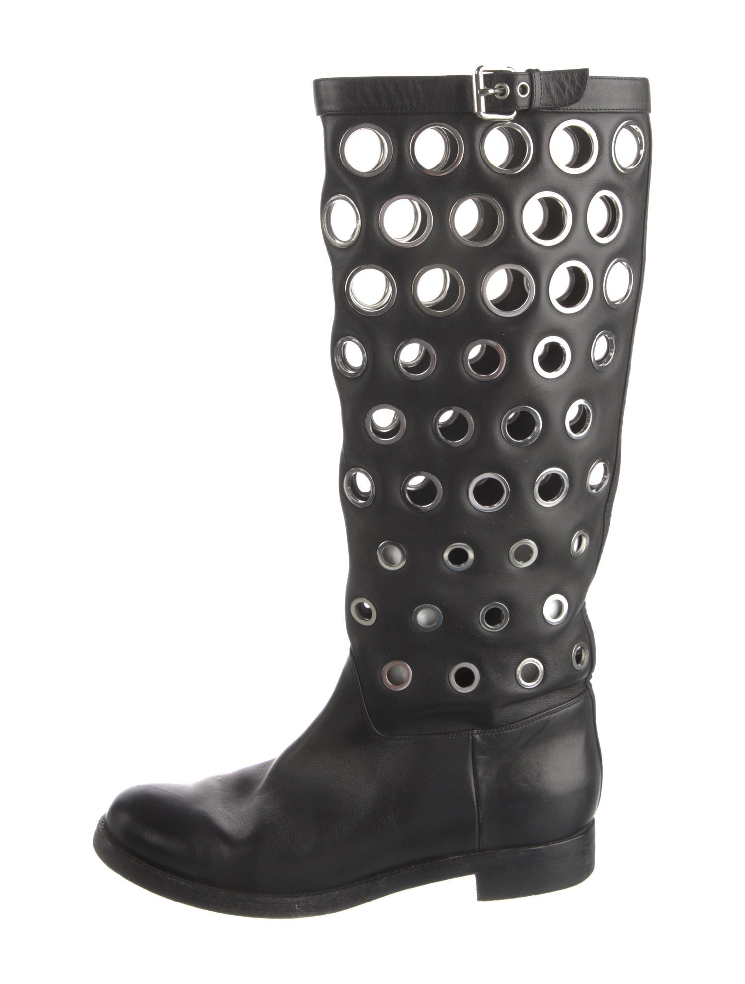 Christian Louboutin Leather Cutout Accent Riding Boots