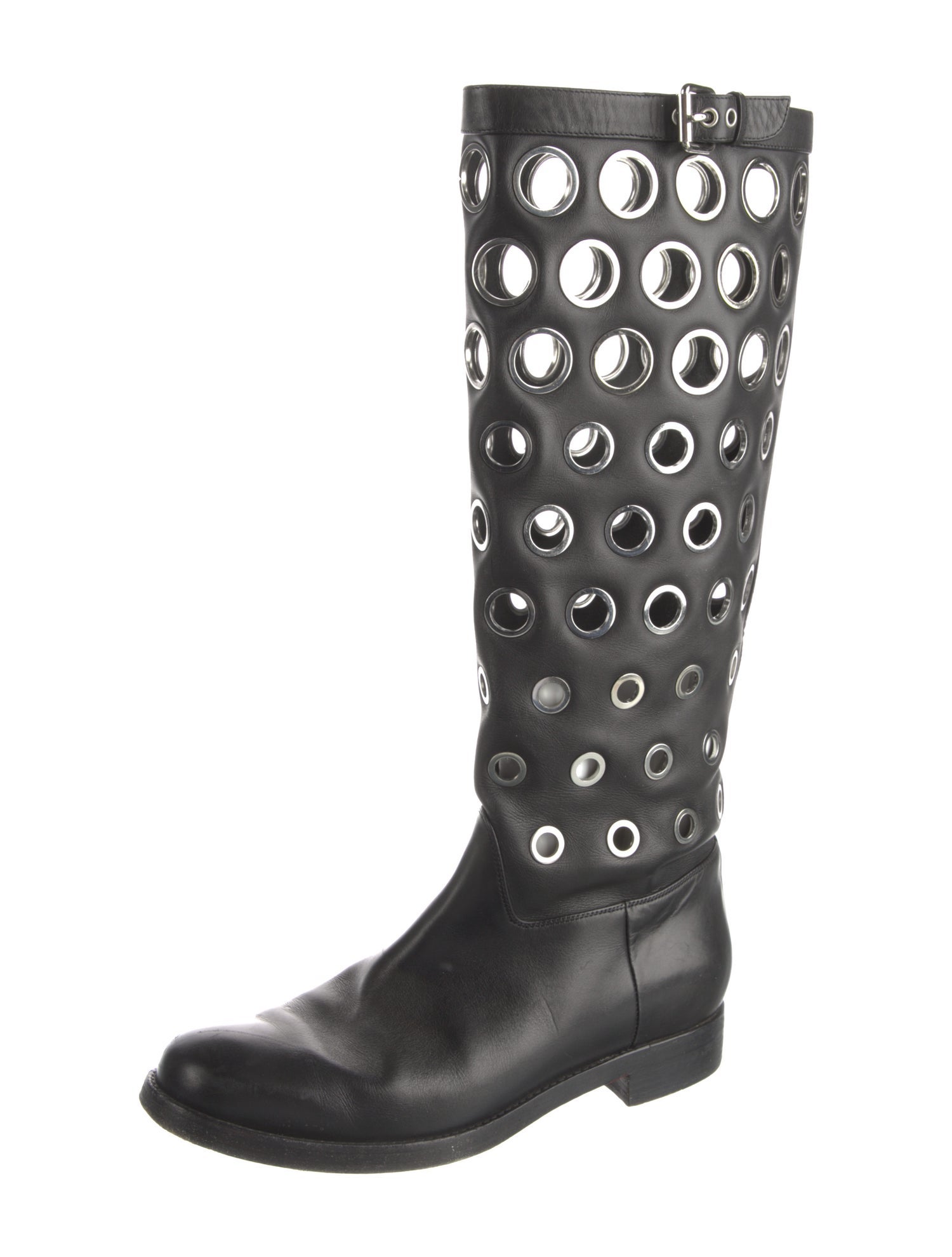 Christian Louboutin Leather Cutout Accent Riding Boots