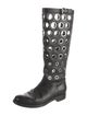 Christian Louboutin Leather Cutout Accent Riding Boots