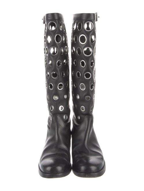 Christian Louboutin Leather Cutout Accent Riding Boots