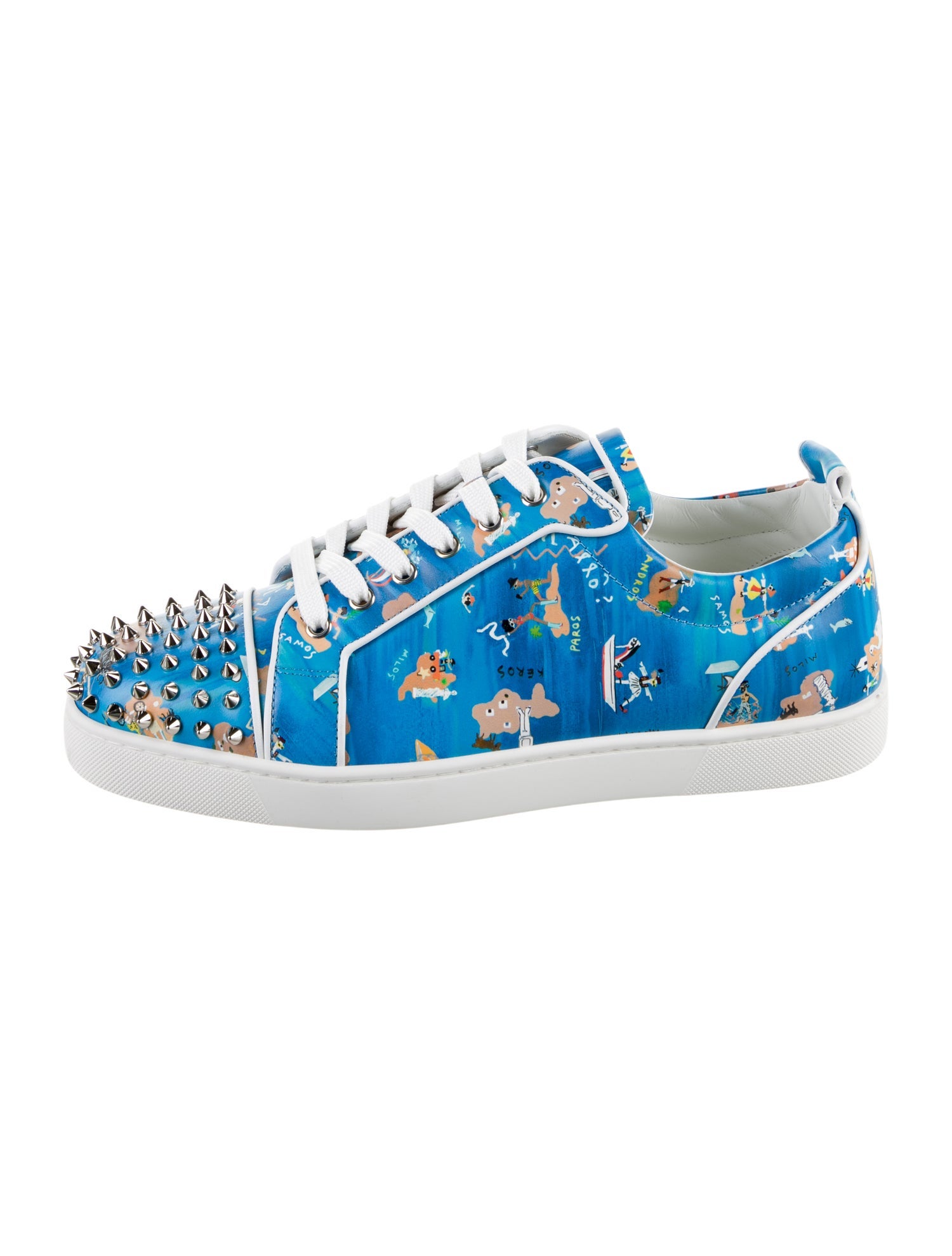 Christian Louboutin Rockstud Accents Leather Sneakers