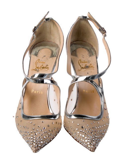 Christian Louboutin Mesh Crystal Embellishments T-Strap Pumps