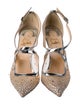 Christian Louboutin Mesh Crystal Embellishments T-Strap Pumps