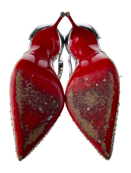 Christian Louboutin Mesh Crystal Embellishments T-Strap Pumps