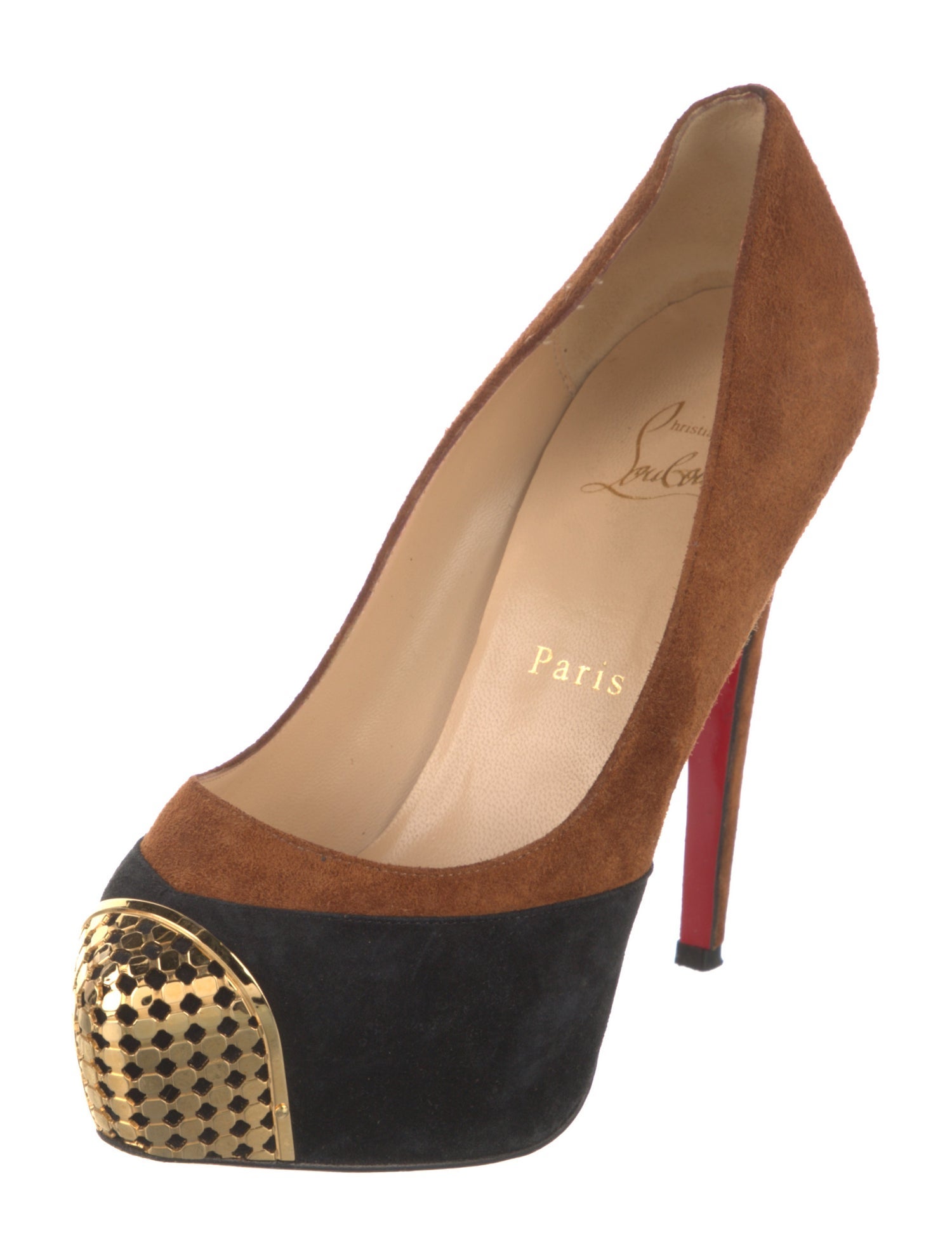 Christian Louboutin Suede Colorblock Pattern Pumps