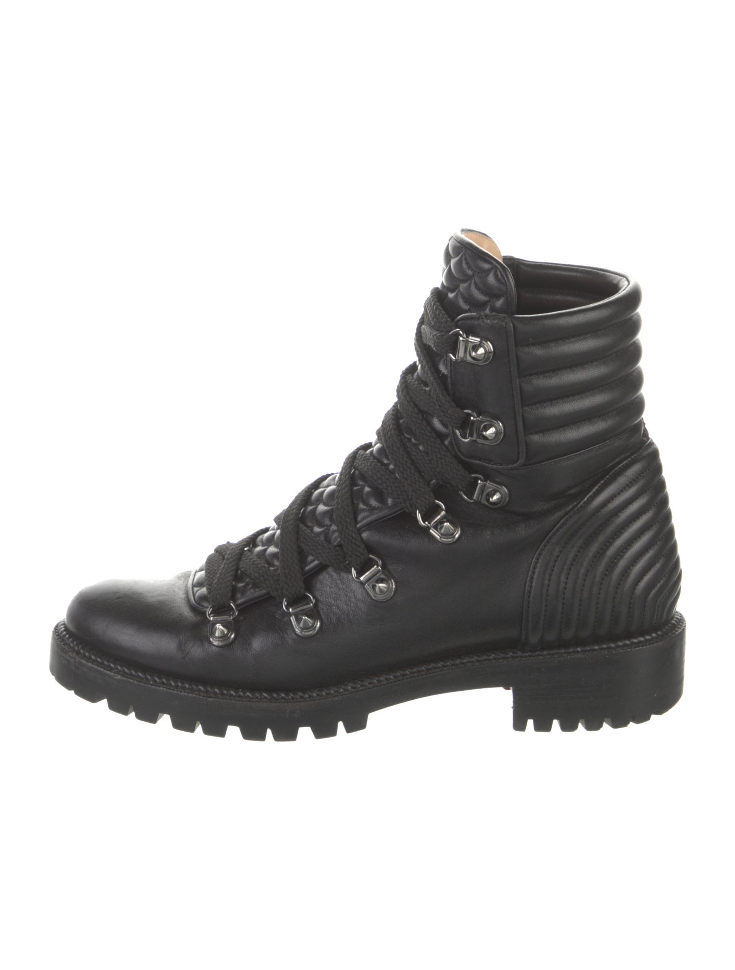 Christian Louboutin Spike Accents Leather Combat Boots
