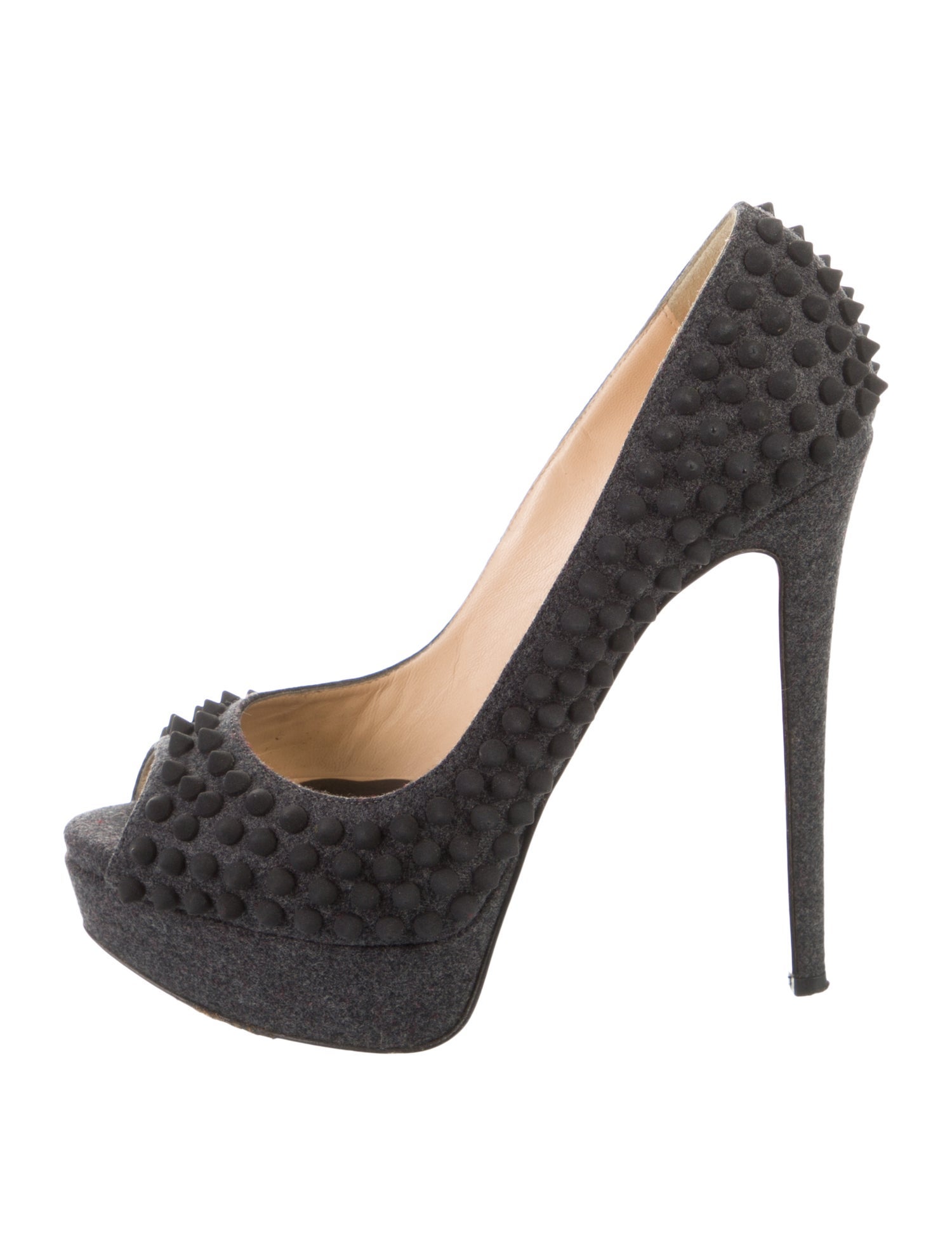 Christian Louboutin Spike Accents Wool Pumps