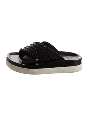 Christian Louboutin Spike Accents Leather Slides