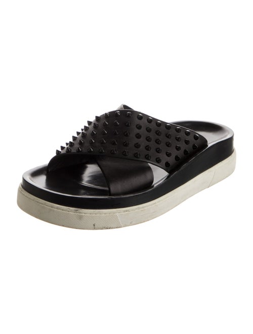 Christian Louboutin Spike Accents Leather Slides
