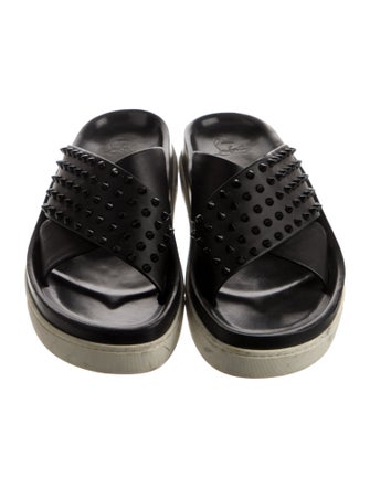 Christian Louboutin Spike Accents Leather Slides