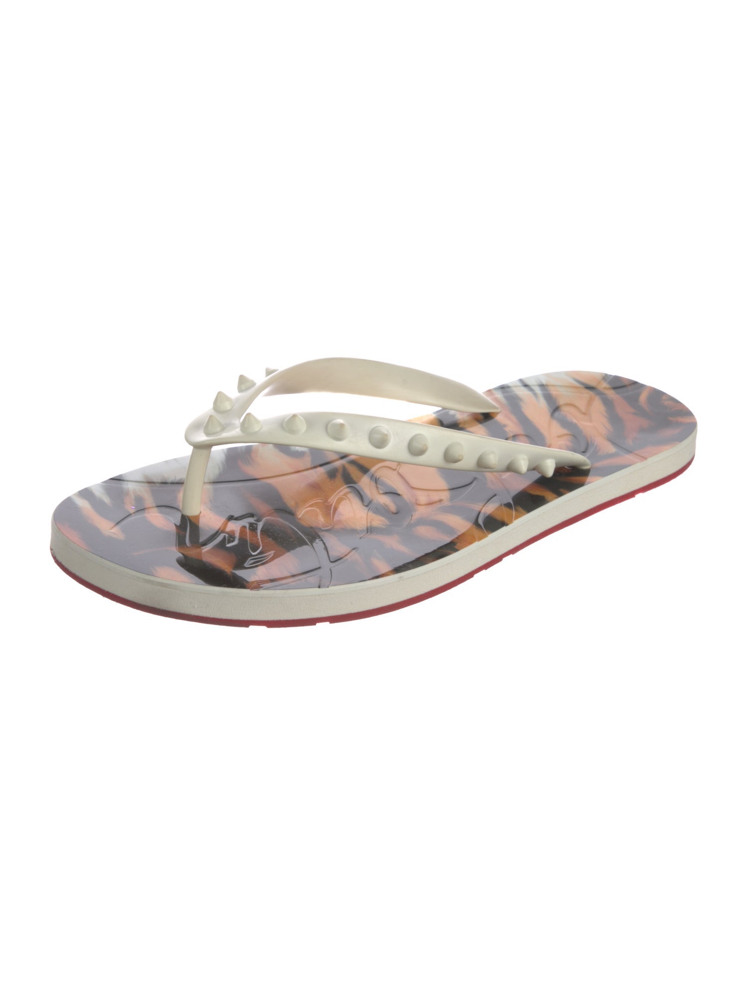 Christian Louboutin Patent Leather Printed Flip Flops