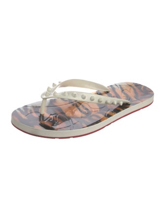 Christian Louboutin Patent Leather Printed Flip Flops