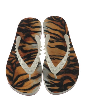 Christian Louboutin Patent Leather Printed Flip Flops