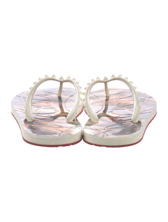 Christian Louboutin Patent Leather Printed Flip Flops