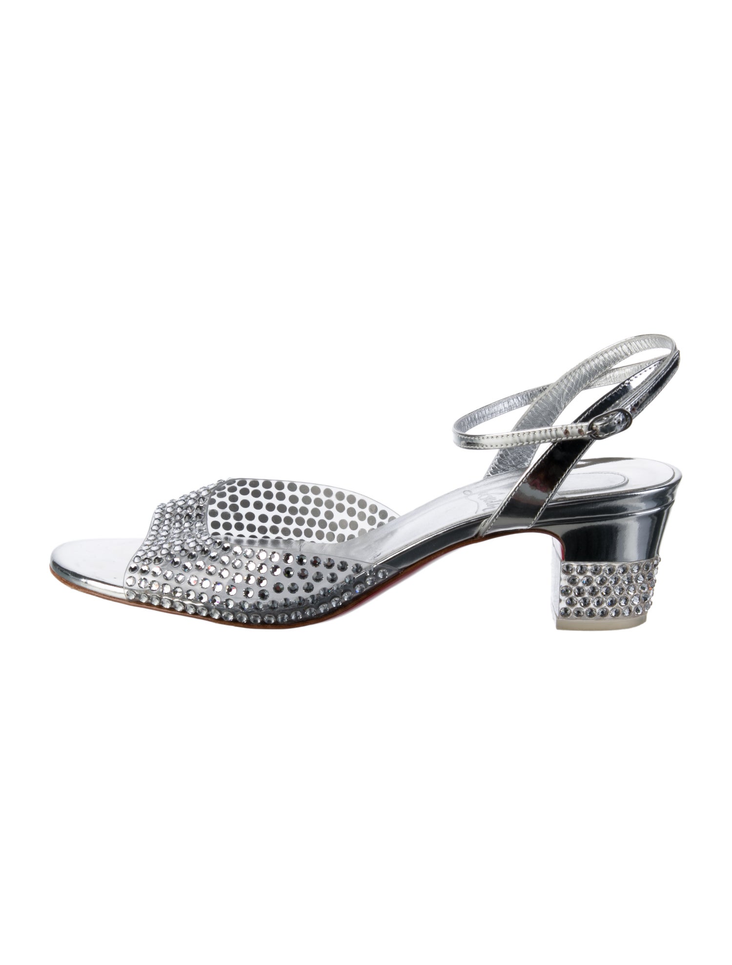 Christian Louboutin PVC Crystal Embellishments Slingback Sandals