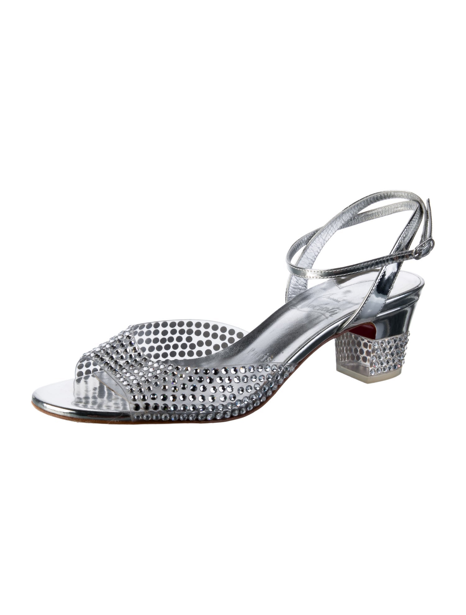 Christian Louboutin PVC Crystal Embellishments Slingback Sandals