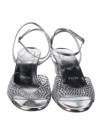 Christian Louboutin PVC Crystal Embellishments Slingback Sandals