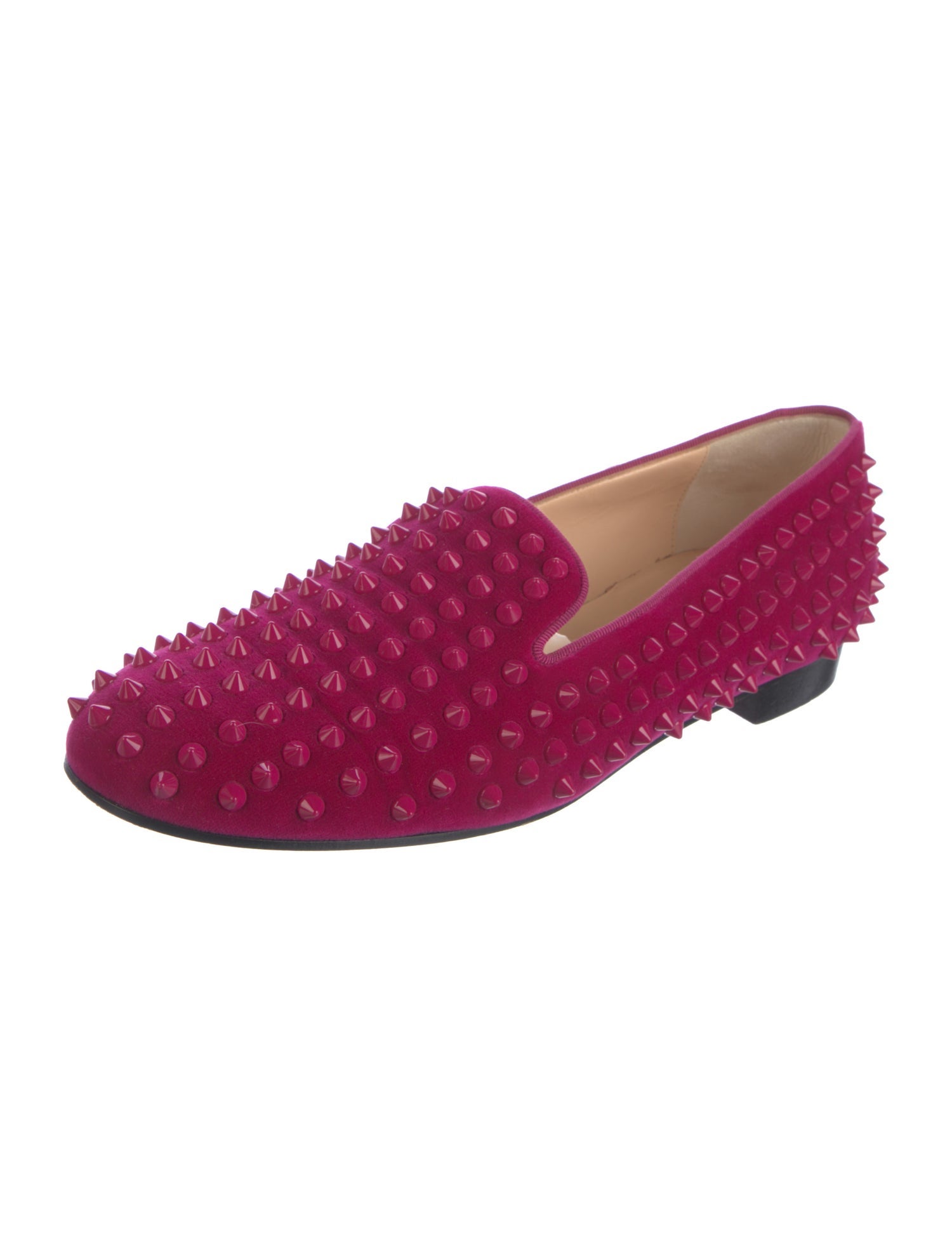 Christian Louboutin Velvet Studded Accents Loafers