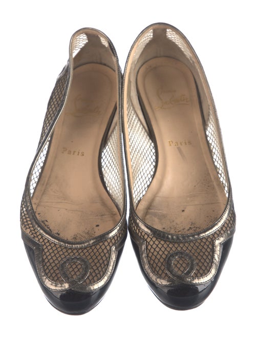 Christian Louboutin Mesh Leather Trim Embellishment Ballet Flats