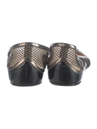 Christian Louboutin Mesh Leather Trim Embellishment Ballet Flats