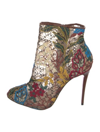 Christian Louboutin Mesh Floral Print Boots