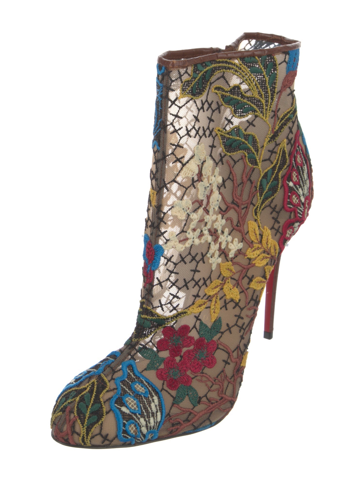 Christian Louboutin Mesh Floral Print Boots