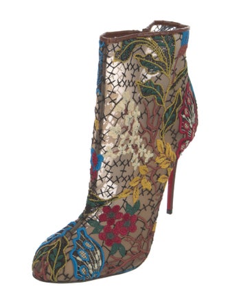 Christian Louboutin Mesh Floral Print Boots