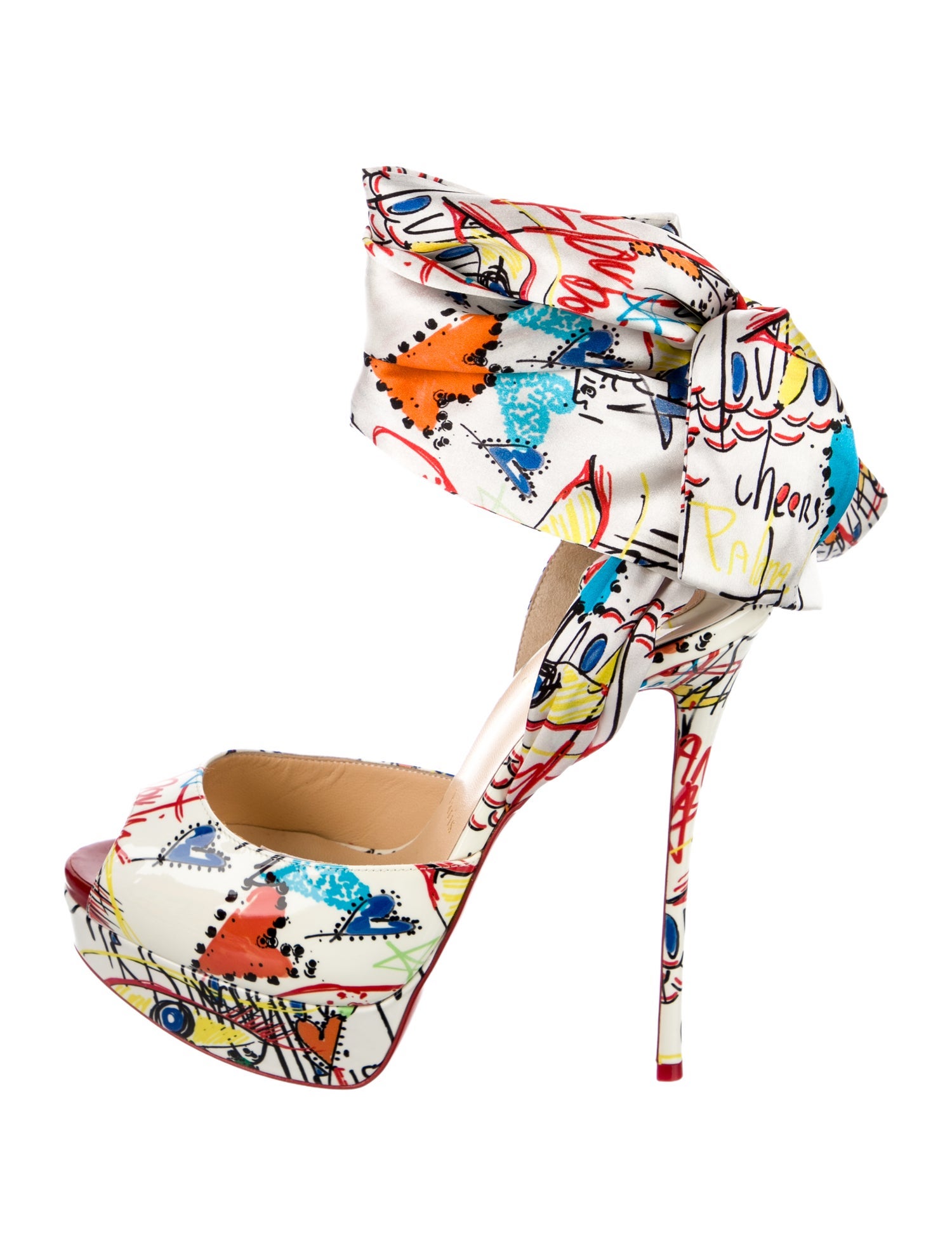 Christian Louboutin Patent Leather Printed D'Orsay Pumps