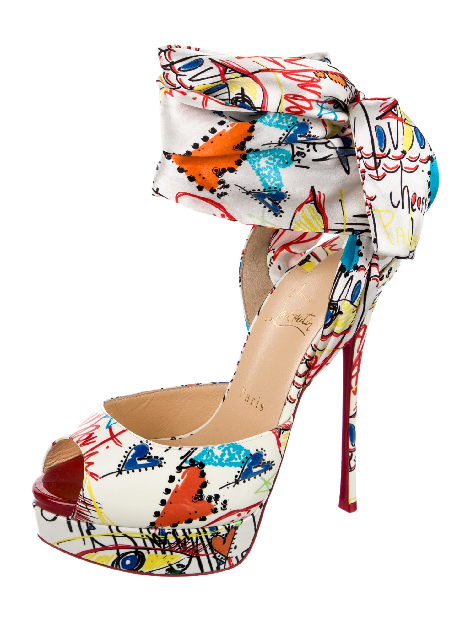 Christian Louboutin Patent Leather Printed D'Orsay Pumps