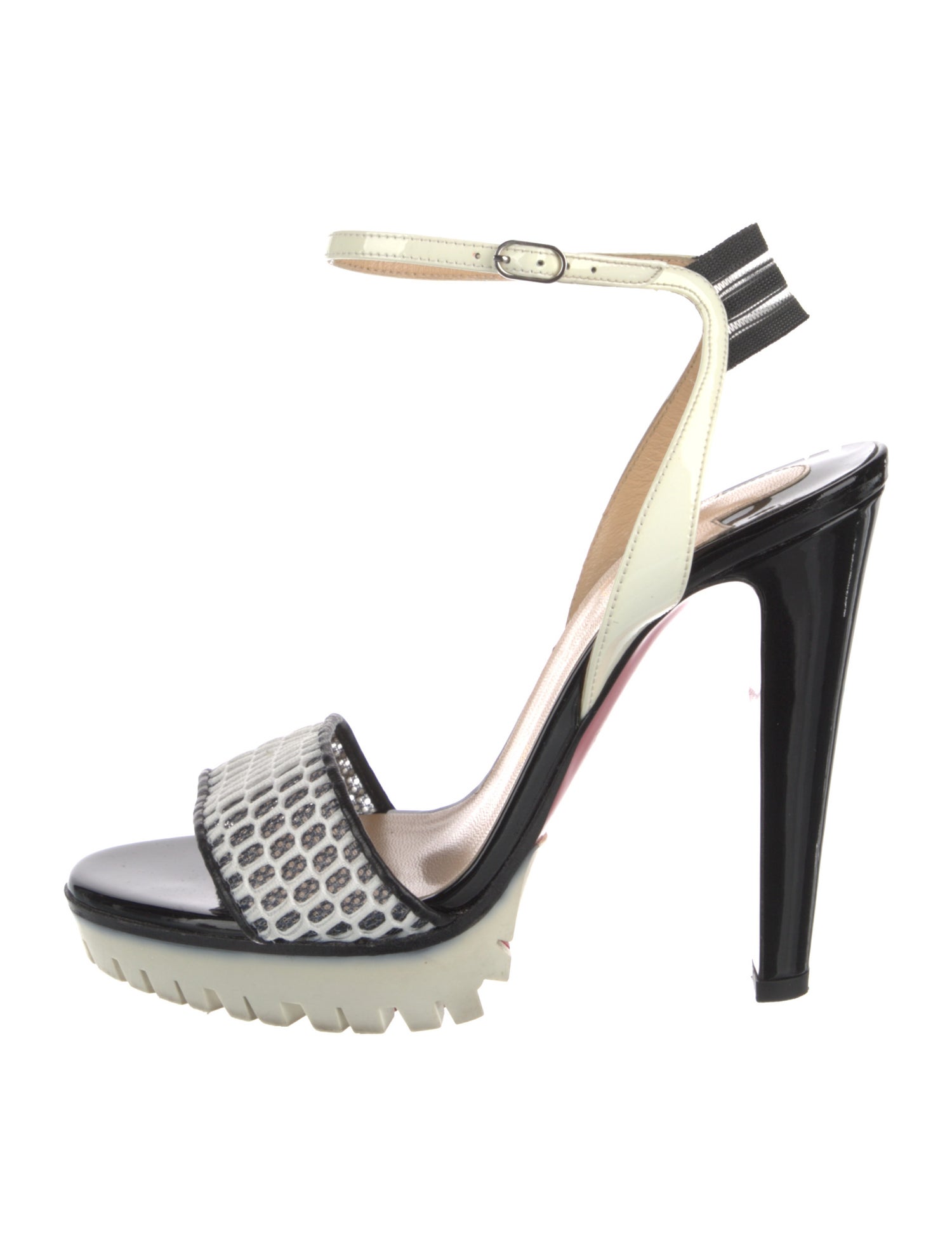 Christian Louboutin Patent Leather Printed Slingback Sandals