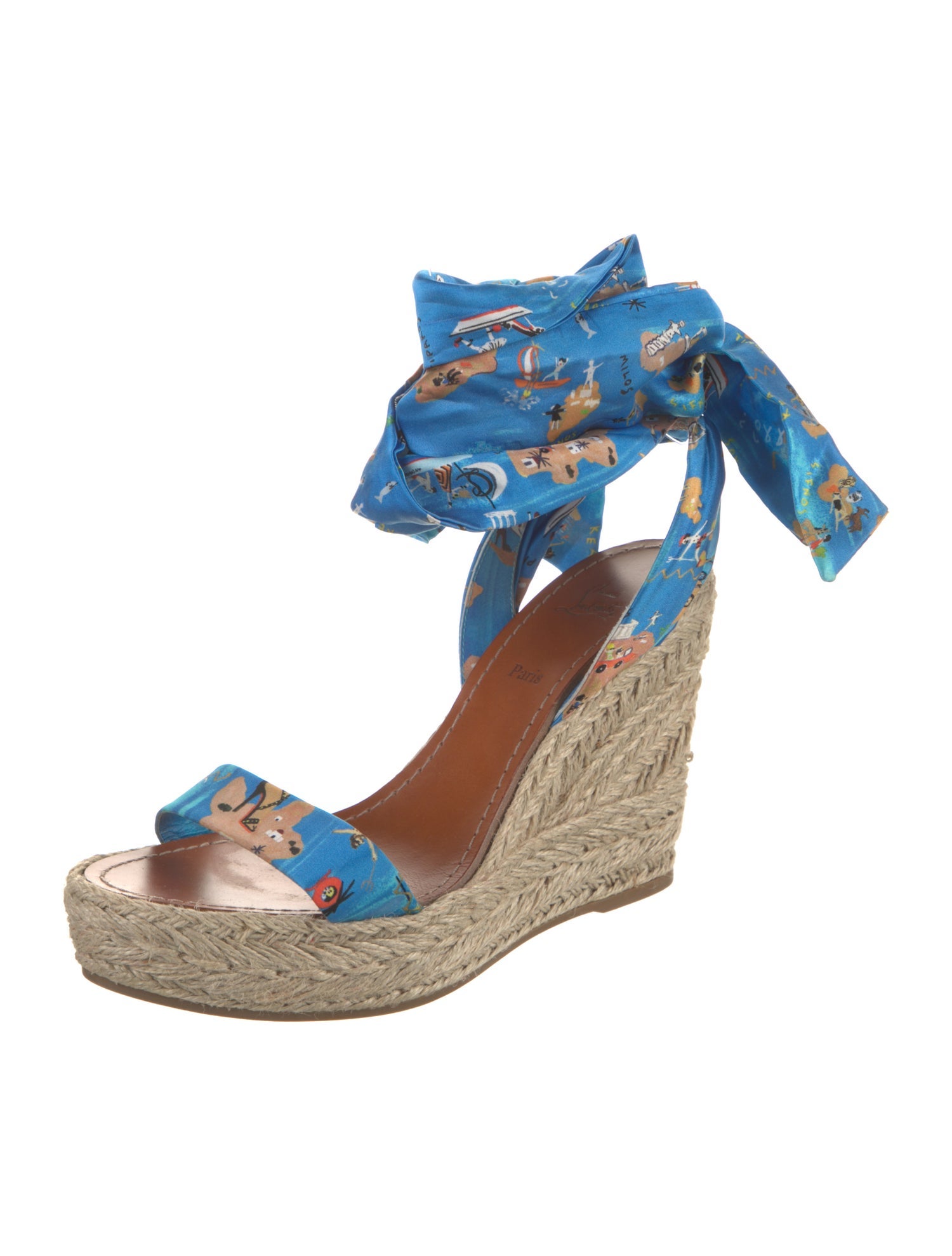 Christian Louboutin Satin Printed Espadrilles