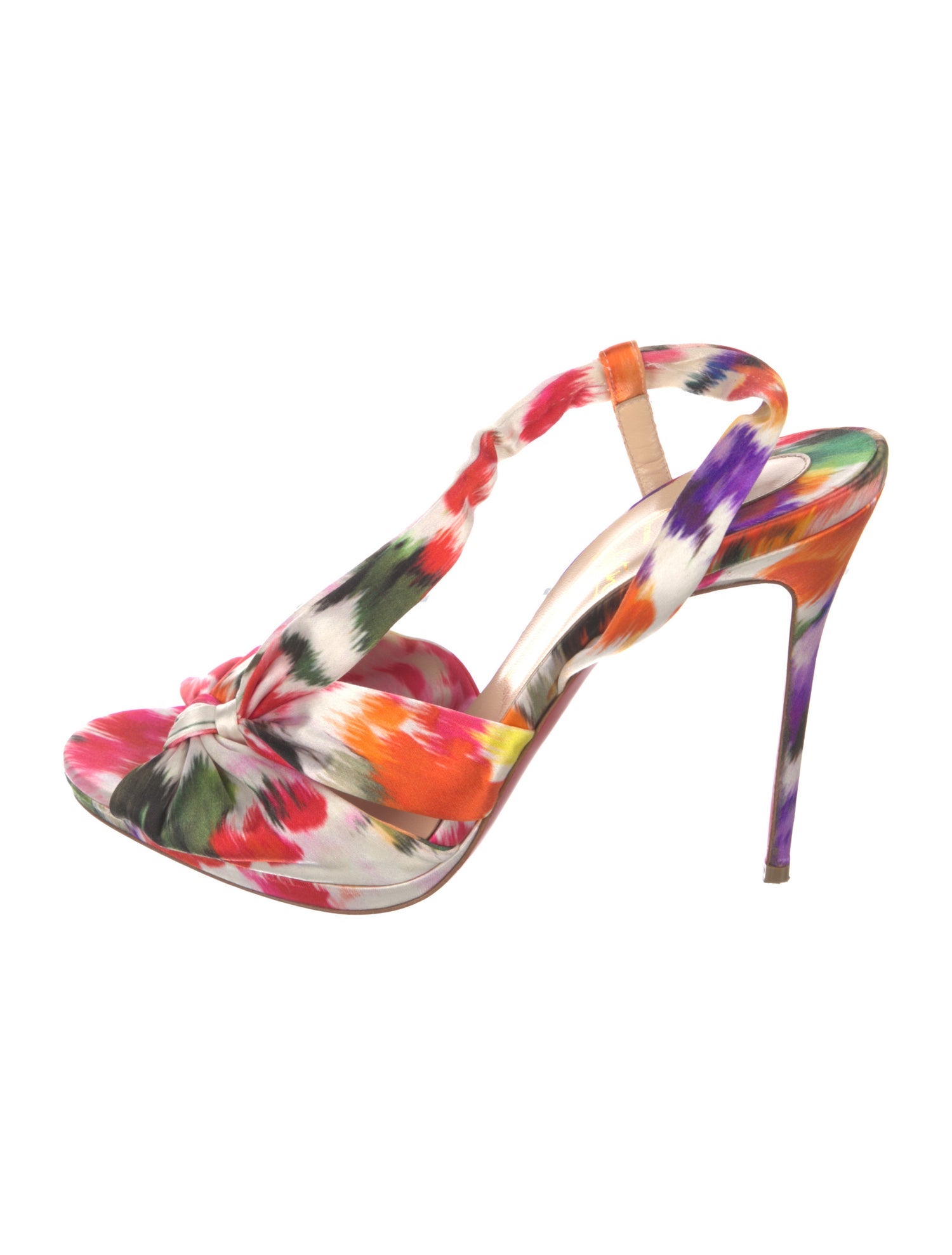 Christian Louboutin Satin Printed Slingback Sandals
