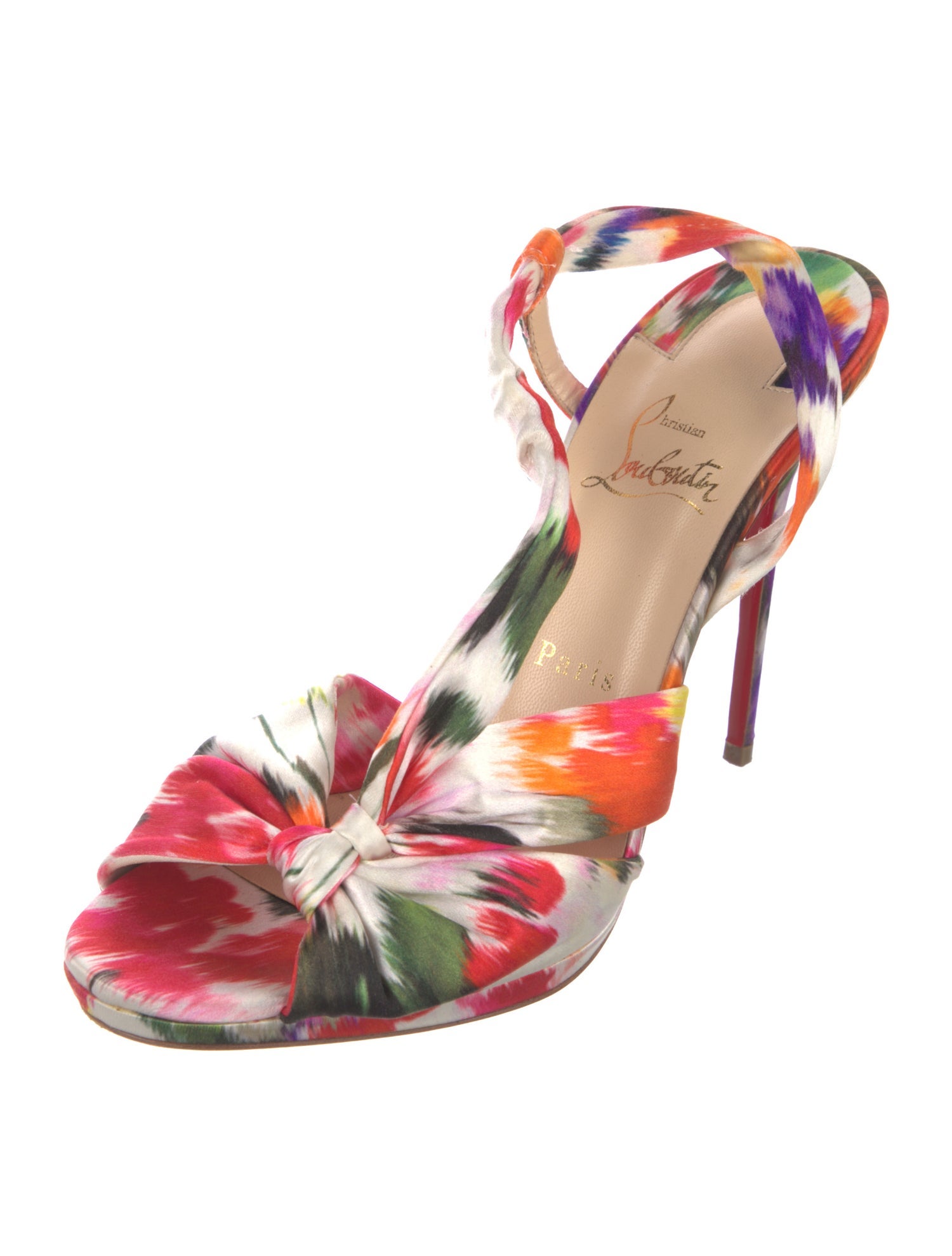 Christian Louboutin Satin Printed Slingback Sandals