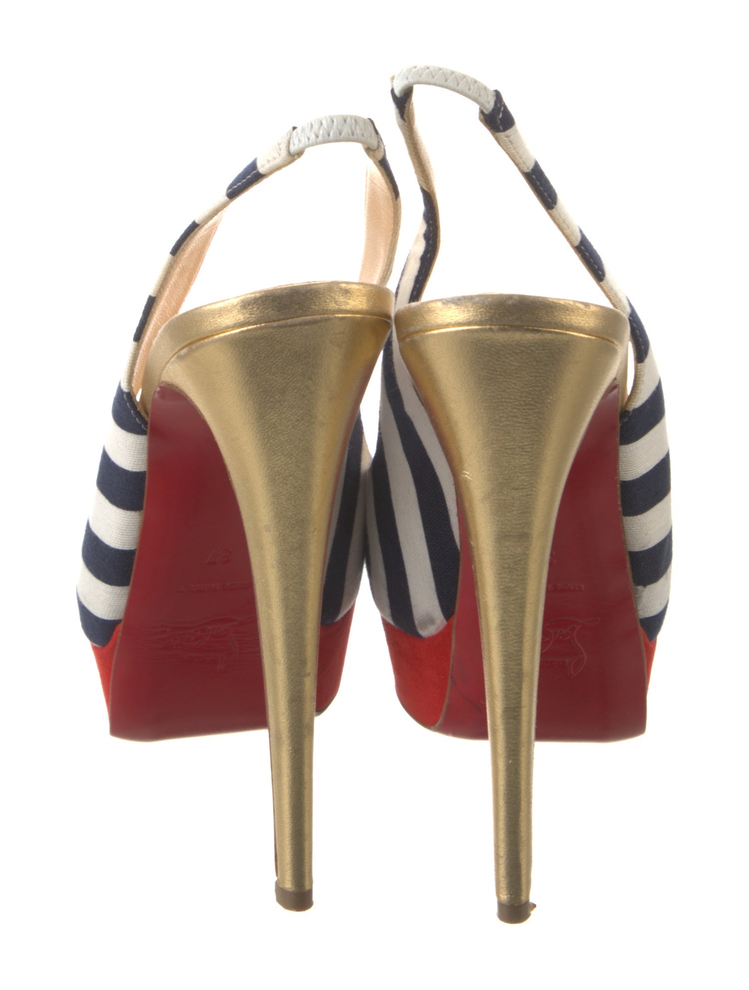 Christian Louboutin Canvas Striped Slingback Pumps