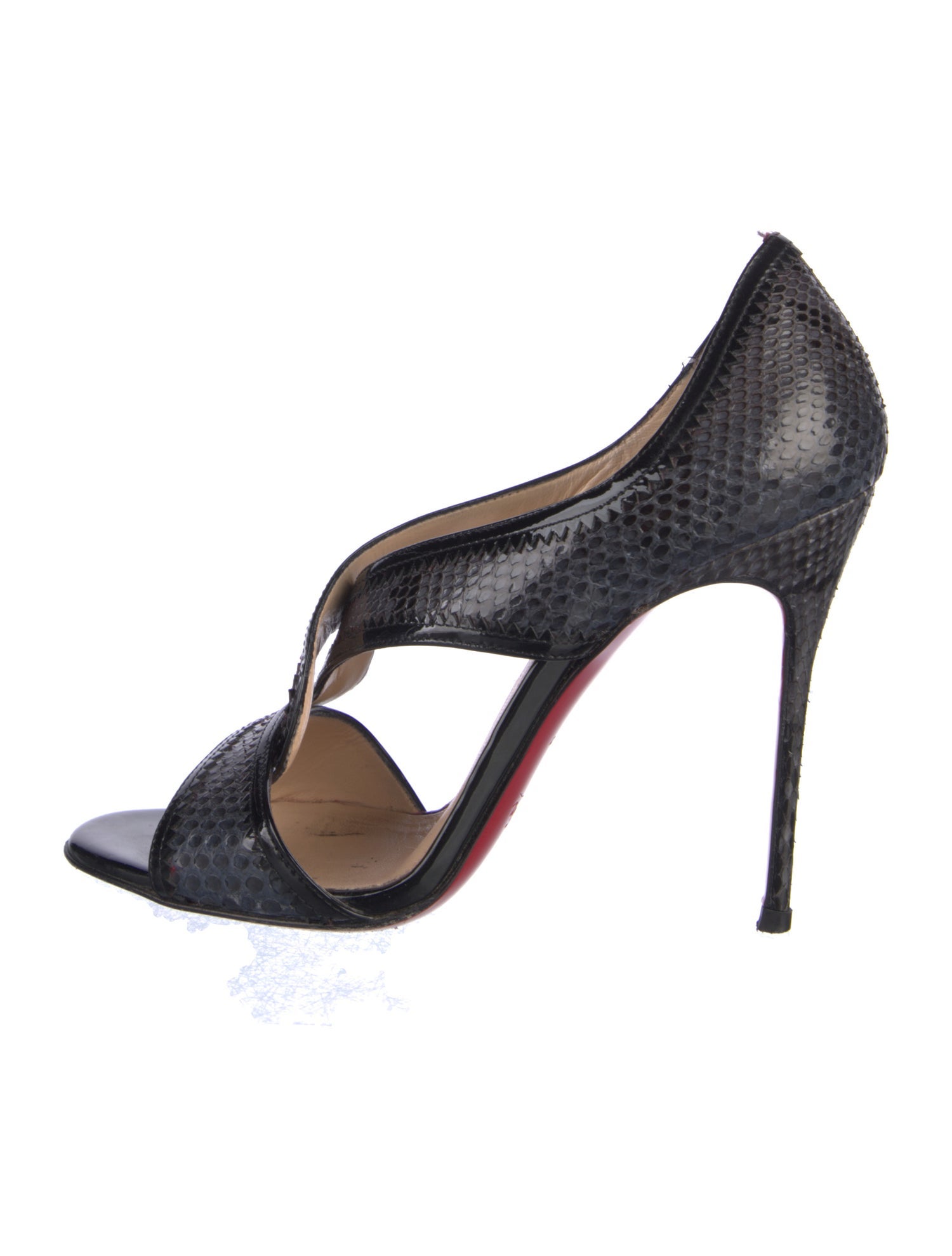 Christian Louboutin Suzanna 100 Snakeskin T-Strap Pumps