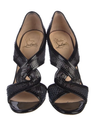 Christian Louboutin Suzanna 100 Snakeskin T-Strap Pumps