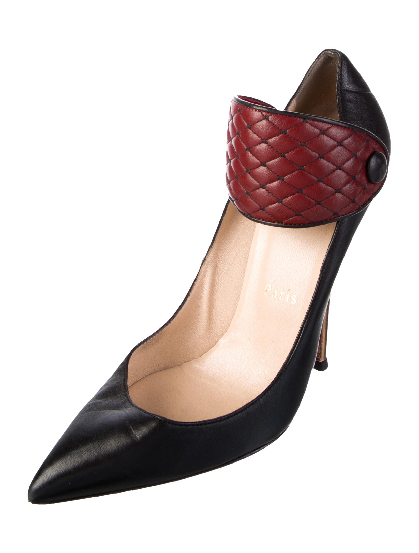 Christian Louboutin Leather Colorblock Pattern Pumps