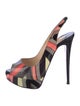 Christian Louboutin Patent Leather Colorblock Pattern Slingback Sandals