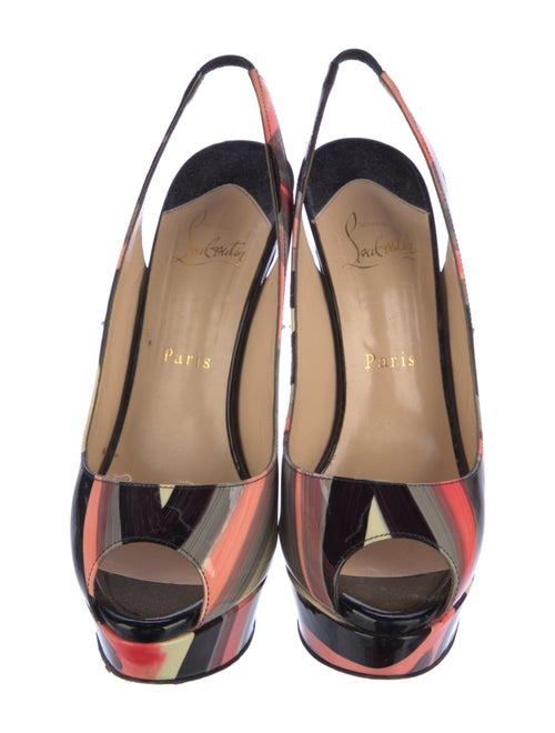Christian Louboutin Patent Leather Colorblock Pattern Slingback Sandals