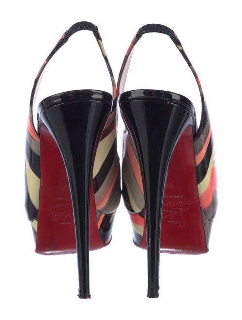 Christian Louboutin Patent Leather Colorblock Pattern Slingback Sandals