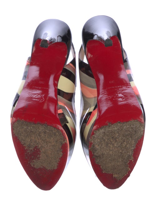 Christian Louboutin Patent Leather Colorblock Pattern Slingback Sandals